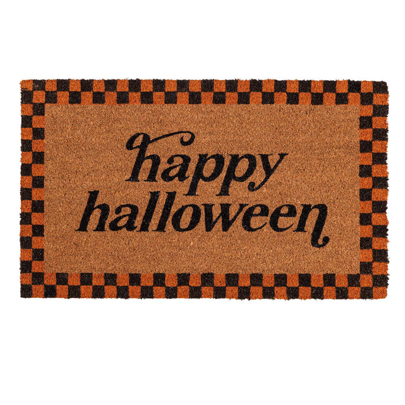 Happy Halloween Checkered Coir Mat
