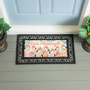 Palm Beach Flamingo Flocked Coir Sassafras Switch Mat, "Let's Flamingle", 22"x10"
