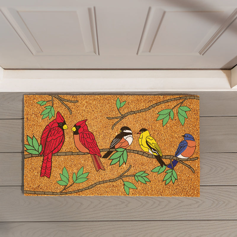 Stained Glass Songbirds Coir Mat