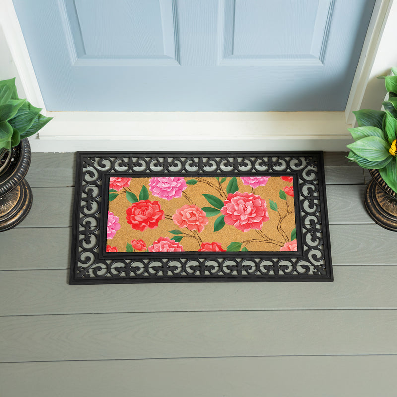 Peony Toile Flocked Coir Sassafras Switch Mat, 22"x10"