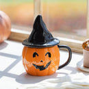 Haunted House Coffee Cup Ceramic Sculpted Jack O' Lantern with Witch Hat Topper
