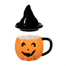 Haunted House Coffee Cup Ceramic Sculpted Jack O' Lantern with Witch Hat Topper
