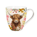 Hillside Pasture Coffee Cup Ceramic Cup O' Java, Floral Highland Cow, 17oz, Gift Box