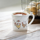 Hillside Pasture Coffee Cup Ceramic, Chickens, 15 oz