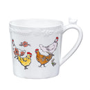 Hillside Pasture Coffee Cup Ceramic, Chickens, 15 oz