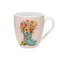 Harvest Blossom Coffee Cup Ceramic Cup O' Java, Cowboy Boots, 17oz, Gift Box
