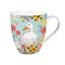 Hillside Pasture Coffee Cup Ceramic Cup O' Java, Floral Goose, 17oz, Gift Box
