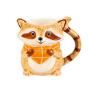 Harvest Blossom Coffee Cup Ceramic Sculpted Raccoon