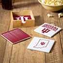 Indiana University Ceramic Coasters Set, 4pcs with Wood Caddy