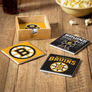 Boston Bruins 2025 Ceramic Coasters Set, 4pcs with Wood Caddy