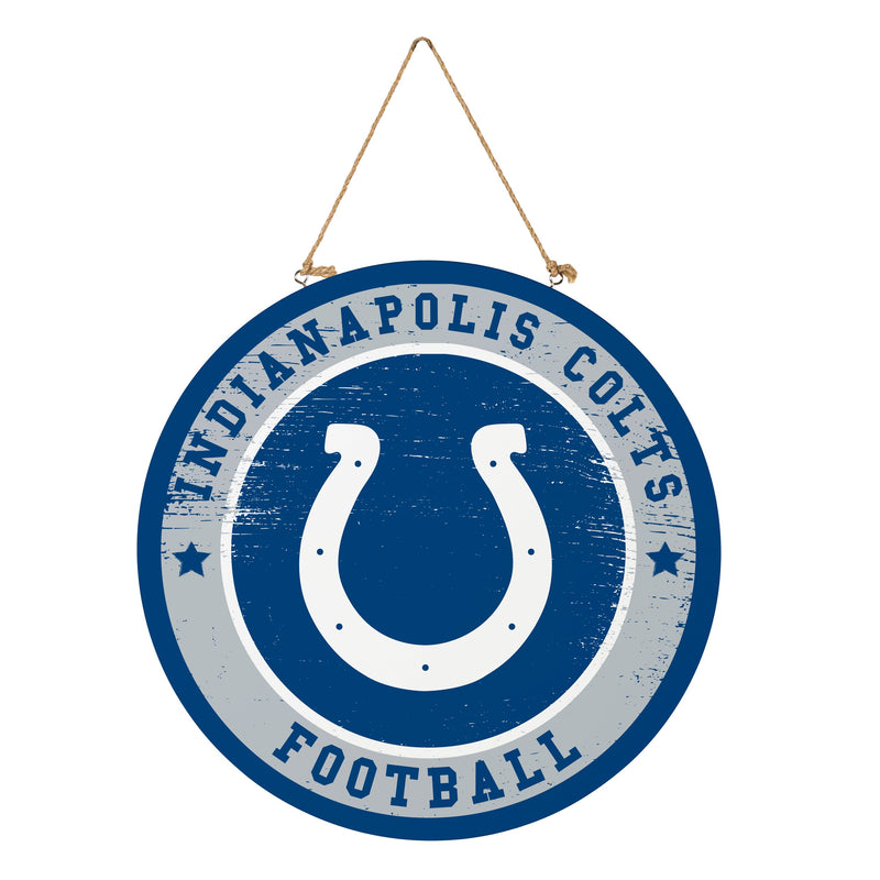 Indianapolis Colts Round Door Decor with Hanging Rope, 18x18