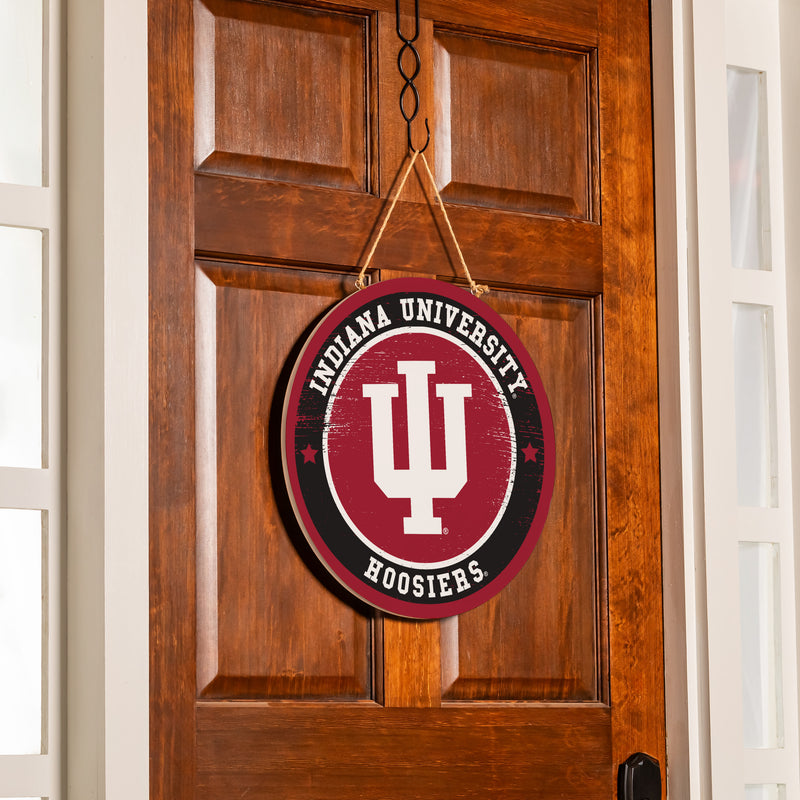 Indiana University Round Door Decor with Hanging Rope, 18x18