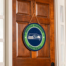 Seattle Seahawks Round Door Decor with Hanging Rope, 18x18