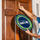 Seattle Seahawks Round Door Decor with Hanging Rope, 18x18