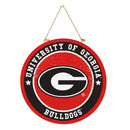 University of Georgia Round Door Decor with Hanging Rope, 18x18