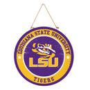Louisiana State University Round Door Decor with Hanging Rope, 18x18