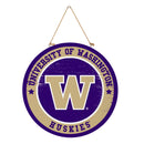 University of Washington Round Door Decor with Hanging Rope, 18x18
