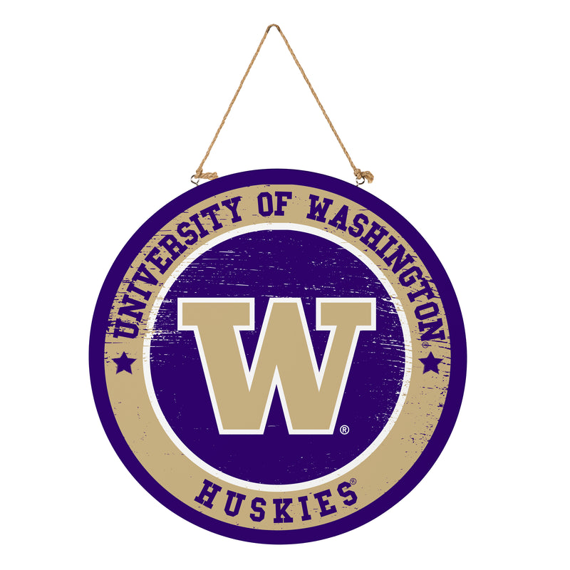 University of Washington Round Door Decor with Hanging Rope, 18x18