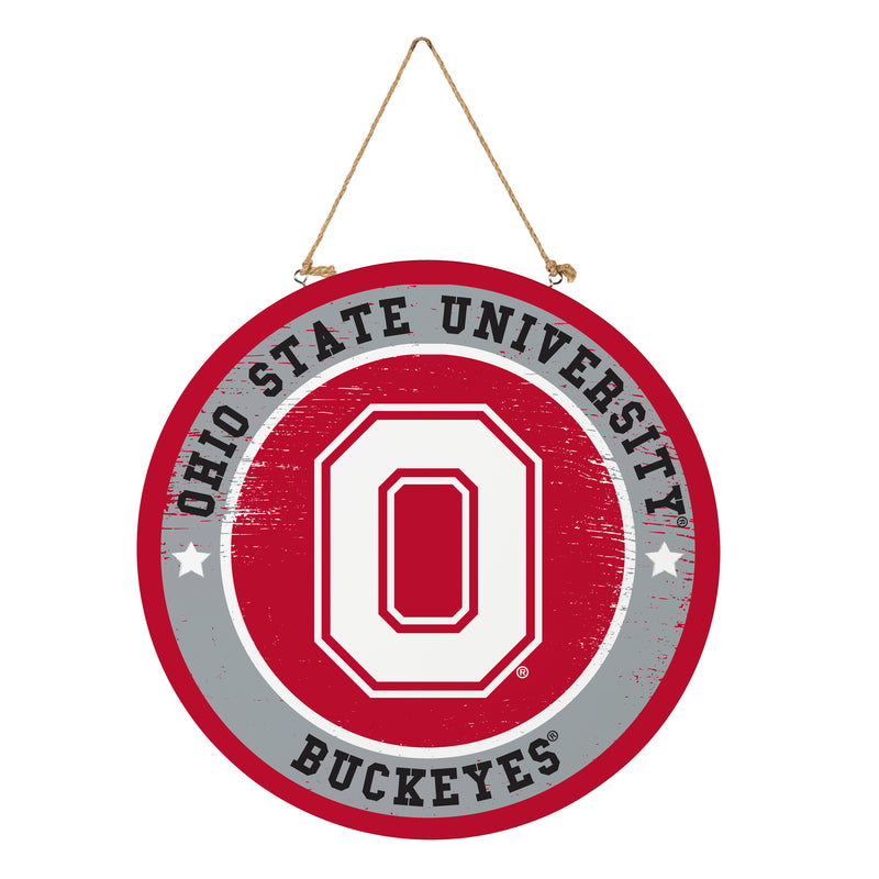 Ohio State University Round Door Decor with Hanging Rope, 18x18
