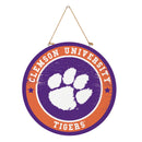 Clemson University Round Door Decor with Hanging Rope, 18x18