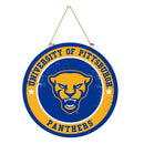 University of Pittsburgh Round Door Decor with Hanging Rope, 18x18