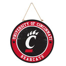 University of Cincinnati Round Door Décor with Hanging Rope, 18x18