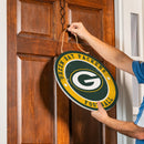 Green Bay Packers Round Door Decor with Hanging Rope, 18x18