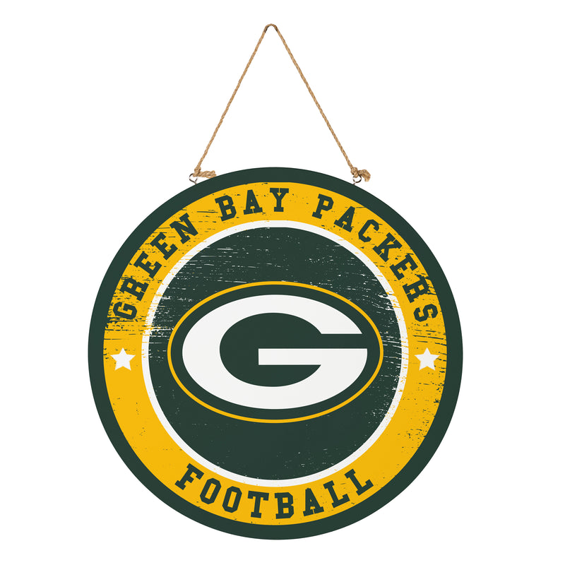 Green Bay Packers Round Door Decor with Hanging Rope, 18x18