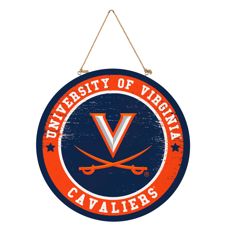 University of Virginia Round Door Decor with Hanging Rope, 18x18