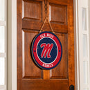 University of Mississippi Round Door Decor with Hanging Rope, 18x18