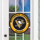 Pittsburgh Penguins Round Door Décor with Hanging Rope, 18x18