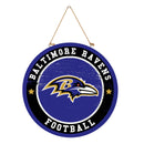 Baltimore Ravens Round Door Decor with Hanging Rope, 18x18