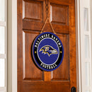 Baltimore Ravens Round Door Decor with Hanging Rope, 18x18