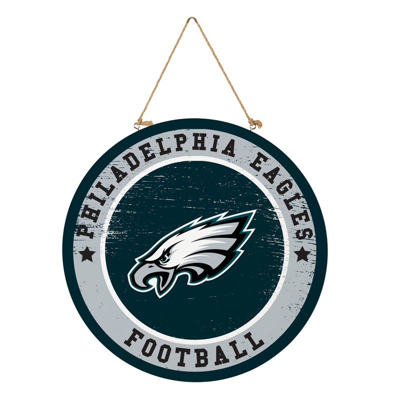Philadelphia Eagles Round Door Decor with Hanging Rope, 18x18