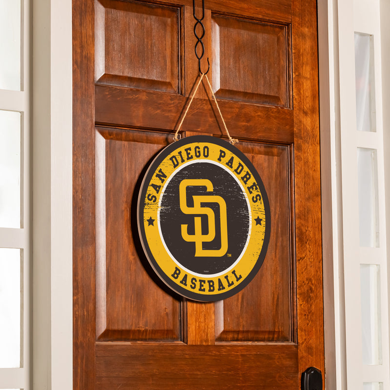 San Diego Padres Round Door Decor with Hanging Rope, 18x18