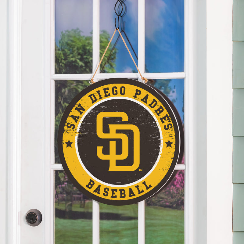 San Diego Padres Round Door Decor with Hanging Rope, 18x18