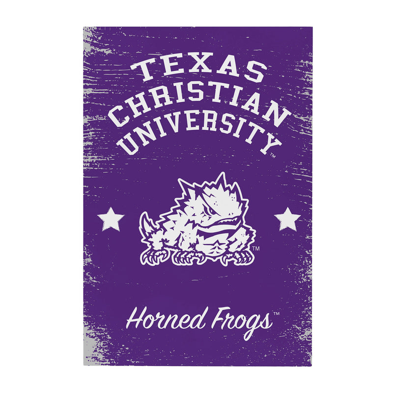 Texas Christian University Wood Wall Sign, 16x24