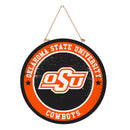 Oklahoma State University Round Door Decor with Hanging Rope, 18x18