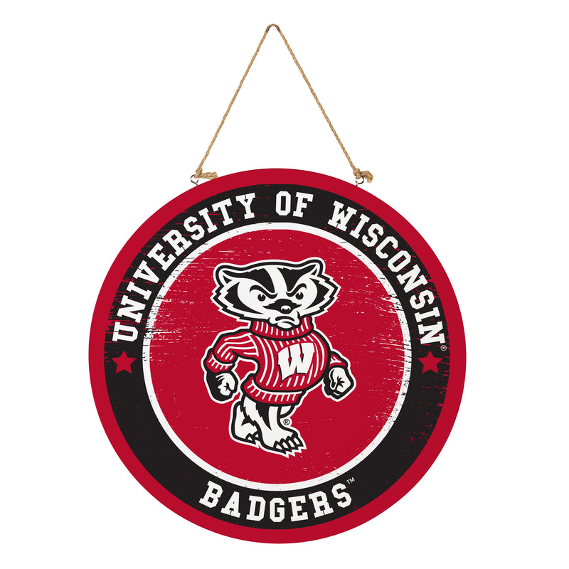 University of Wisconsin-Madison Round Door Decor with Hanging Rope, 18x18