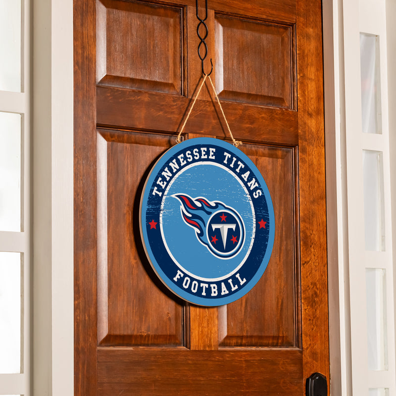 Tennessee Titans Round Door Decor with Hanging Rope, 18x18
