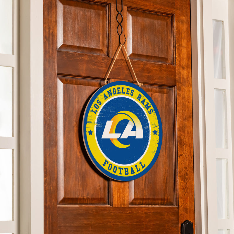 Los Angeles Rams Round Door Decor with Hanging Rope, 18x18