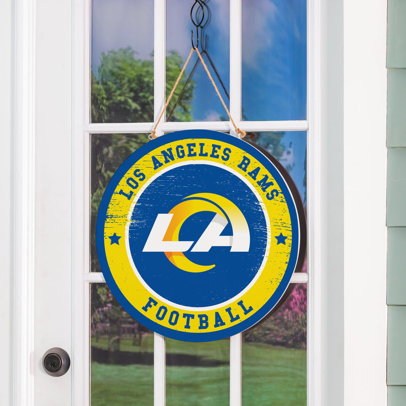 Los Angeles Rams Round Door Decor with Hanging Rope, 18x18