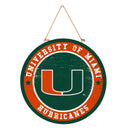 University of Miami Round Door Decor with Hanging Rope, 18x18