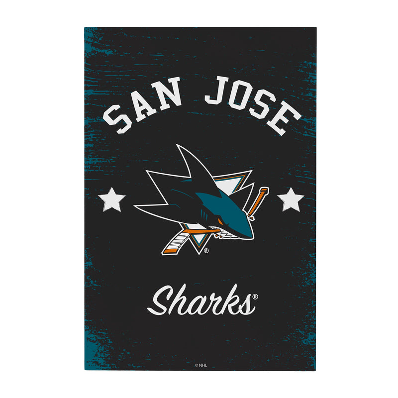 San Jose Sharks Wood Wall Sign, 16x24