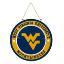 West Virginia University Round Door Decor with Hanging Rope, 18x18