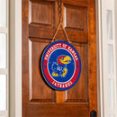 University of Kansas Round Door Décor with Hanging Rope, 18x18