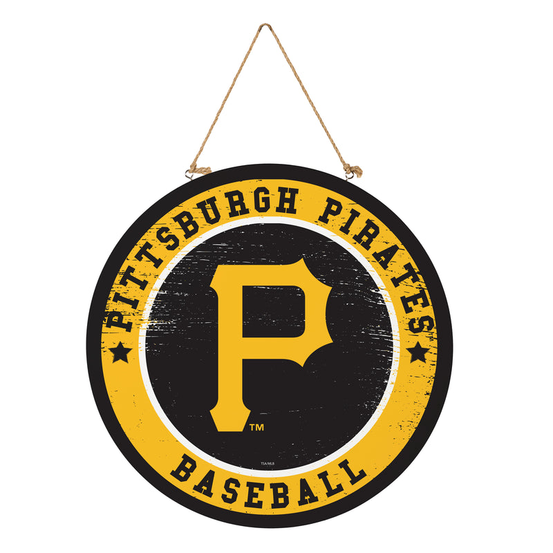 Pittsburgh Pirates Round Door Decor with Hanging Rope, 18x18