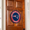 New England Patriots Round Door Decor with Hanging Rope, 18x18