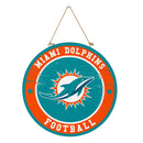 Miami Dolphins Round Door Décor with Hanging Rope, 18x18