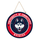 University of Connecticut Round Door Decor with Hanging Rope, 18x18